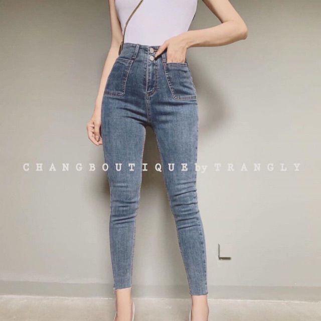Quần Bò Jean Cạp Cao Túi Vuông. hàng đẹp