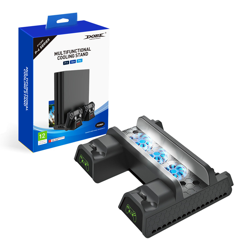 PS4 Đế làm mát đa chức năng PS4 Bộ sạc dock kép cho bộ điều khiển trò chơi LED Hiển Thị   Giá đỡ hộp đĩa lưu trữ