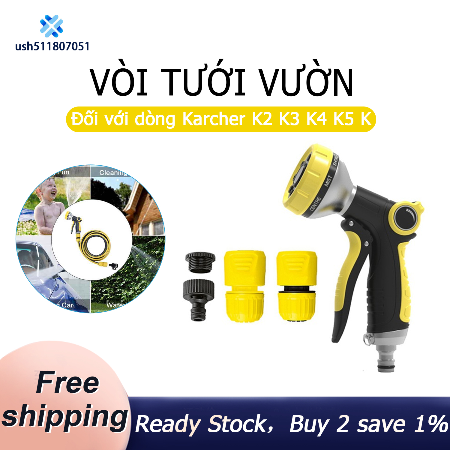 Garden Water Hose Nozzle for Karcher,Pressure Car Wash Hose with Spray Garden Watering Pipe Tube Sprinkle Water Hose