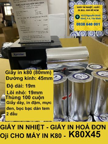 10 cuộn giấy in nhiệt giấy in hóa đơn, giấy in bill k80