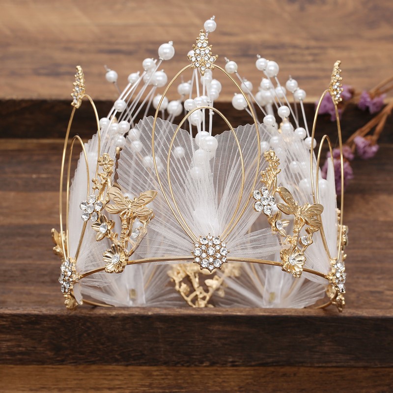Trang trí bánh Vương miện hoa sắt ren trắng cao 13-15cm-Đk:12.5cm