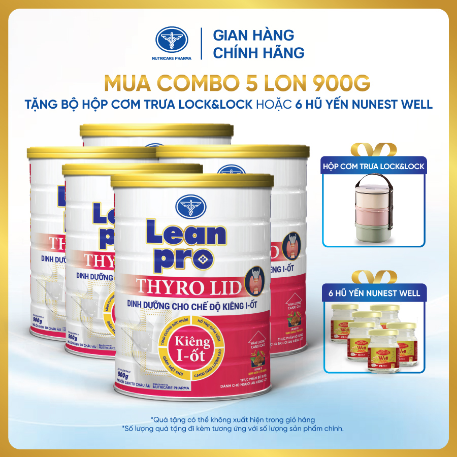 Combo 05 lon Leanpro Thyro LID 900g - Dinh dưỡng cho người bệnh cường giáp