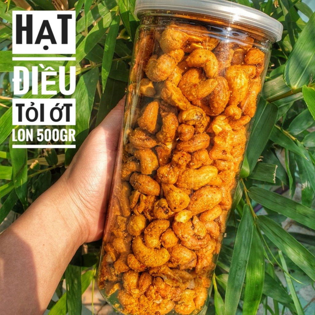 Hạt Điều Rang Tỏi Ớt Loại 1 thơm ngon giòn bùi  - Lon 500gr