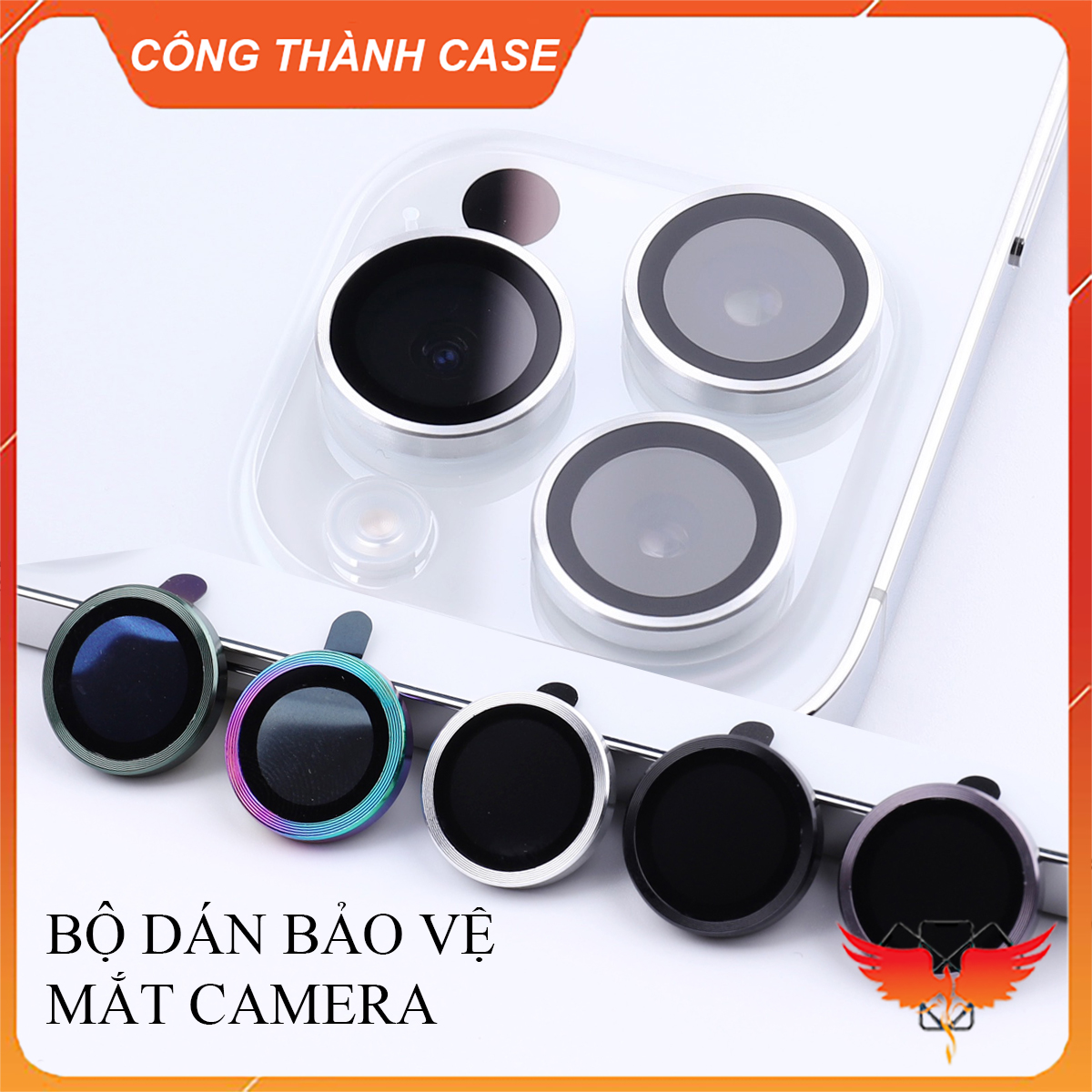 Dán cường lực bảo vệ Camera iPhone loại viền nhôm cao cấp cho 11Promax 12 Promax 13Promax 14Promax