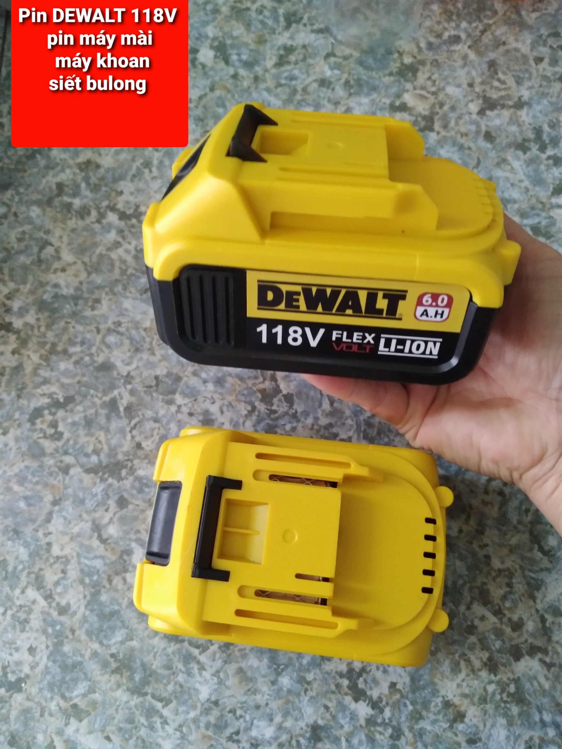Pin 10cell dewalt, pin máy mài, máy cắt, máy siết bulong, pin máy khoan 118v loại pin xám chất lượng