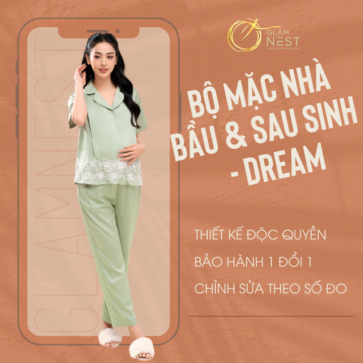 Bộ mặc nhà bầu & sau sinh cho bé bú dream glam nest san003