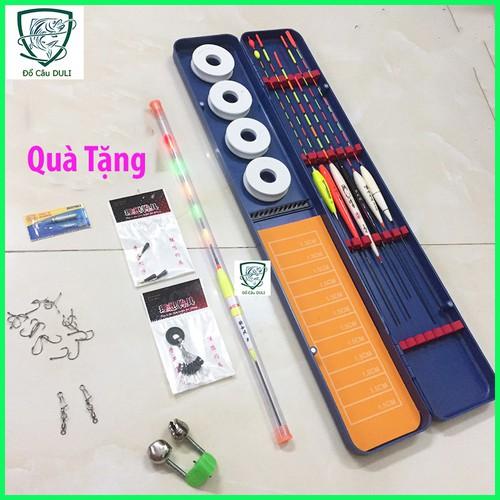 Hộp phụ kiện phao câu đơn câu đài gồm 6 phao câu ngày 1 phao câu đêm lưỡi câu và chuông báo cá...