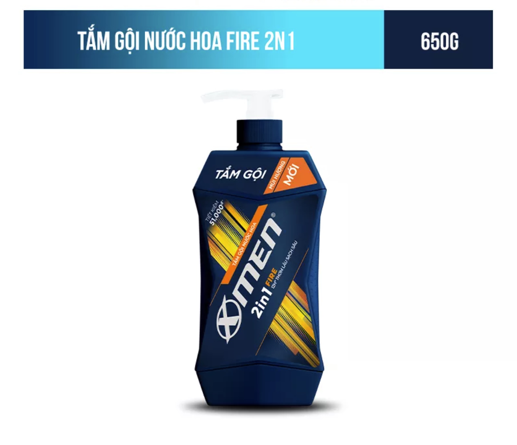 Tắm gội nước hoa x-men fire 2in1 thơm lâu sạch sâu 650gr