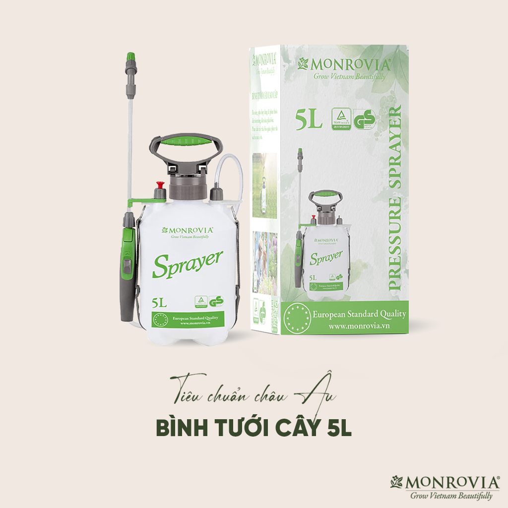 Bình xịt tưới cây MONROVIA 5L, phun hai chế độ, áp suất lớn, tiêu chuẩn Đức