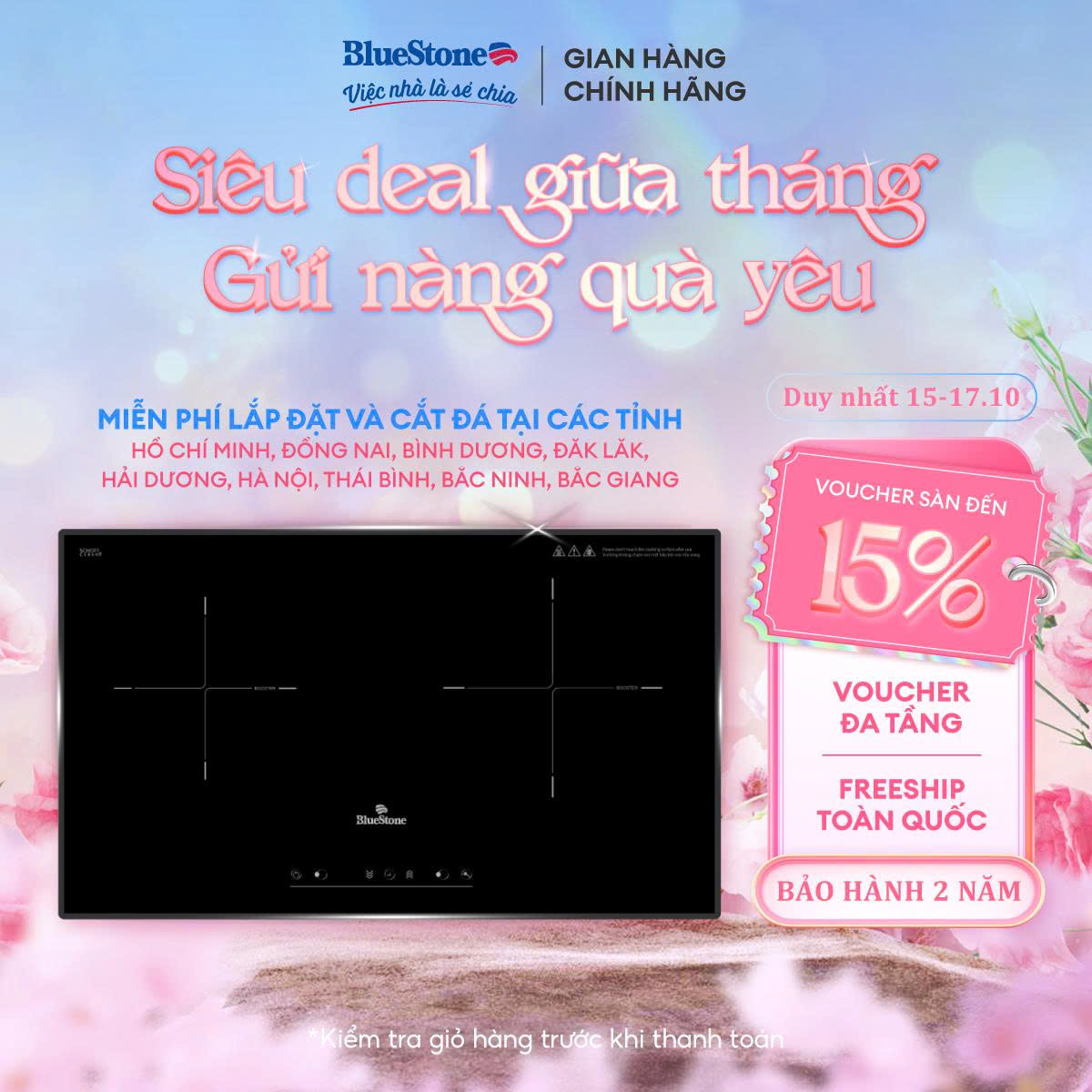 [Trả Góp 0%]- Bếp Từ Đôi BlueStone ICB-6835 5200W -Miễn Phí Lắp đặt cắt đá - HCM, Hà Nội và 7 tình t
