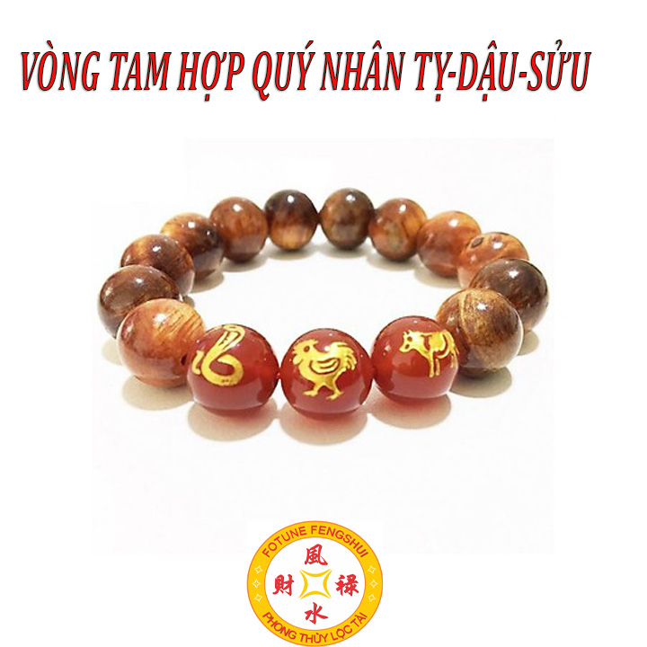 Vòng Tam hợp TỴ- DẬU-SỬU Gỗ Huyết Long dành cho người tuổi Rắn - Gà - Trâu
