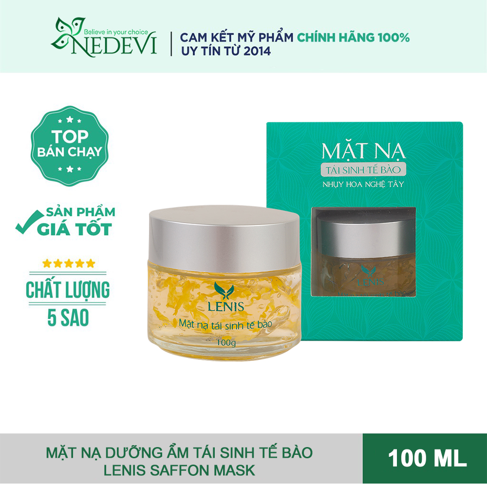 Mặt Nạ Dưỡng Da Cấp Ẩm Mềm Mịn Mờ Nám Lenis Chiết Xuất Nhụy Hoa Nghệ Tây Saffron 100ml