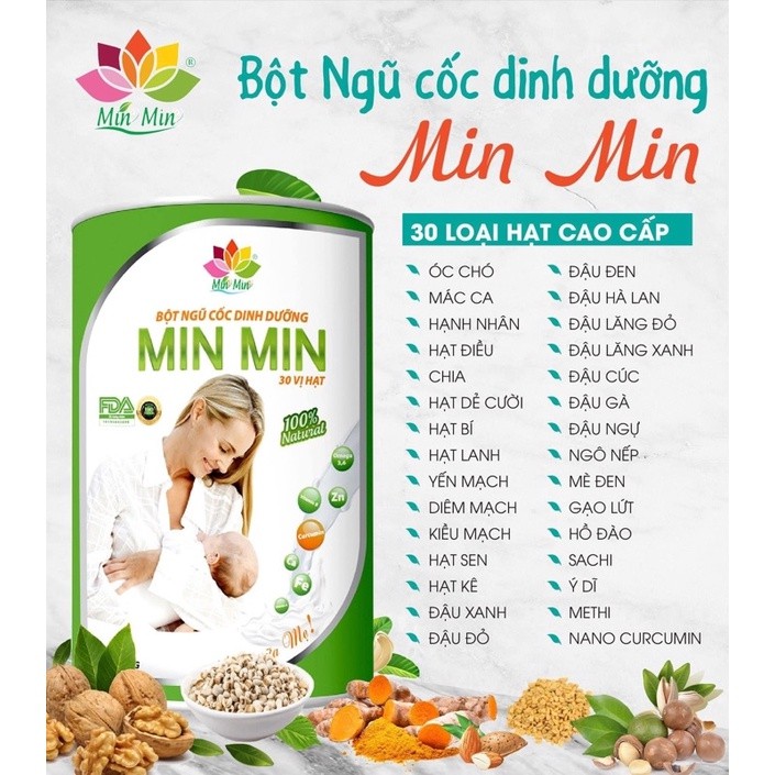 Bột ngũ cốc dinh dưỡng MINMIN ⭐ CHÍNH HÃNG ⭐ Ngũ cốc lợi sữa mẫu Mới - 29 loại hạt(500g)
