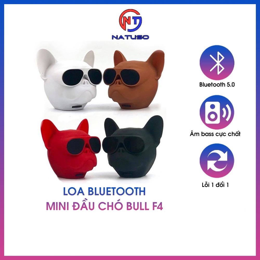 Loa Bluetooth Mini Đầu Chó Bull F4 Nghe Nhạc Cực Hay Pin Sạc Dùng Lâu Màu Sắc Cá Tính Chống Thấm Nước Tốt Hỗ Trợ Thẻ Nhớ