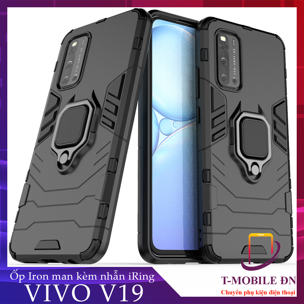 Ốp lưng Vivo V19 / Vivo V19 Neo chống sốc iron man kèm nhẫn iring Bảo vệ camera và chống xem video tiện lợi