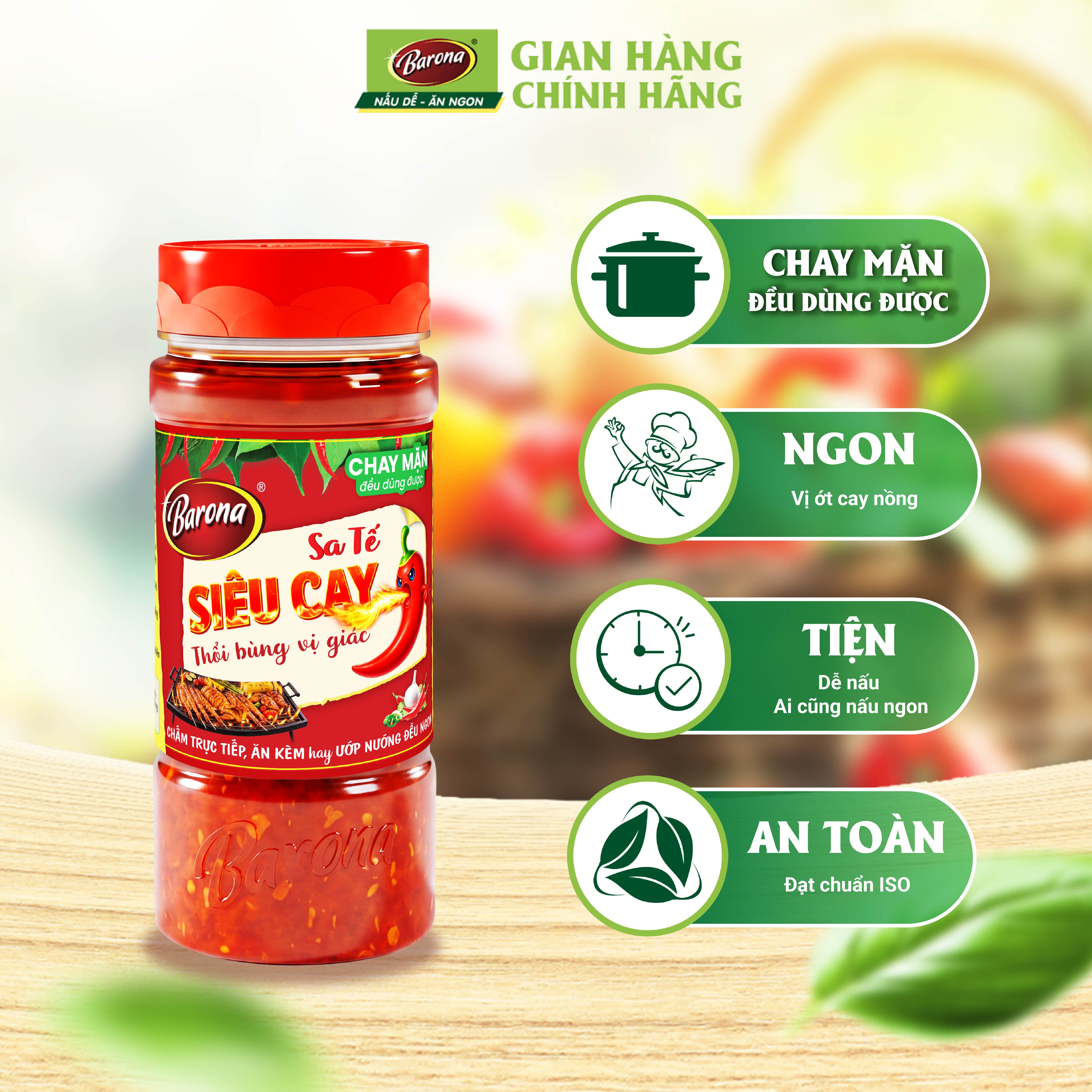 Sa tế Siêu Cay Barona 100g, chay mặn dùng được, cay nồng đậm vị