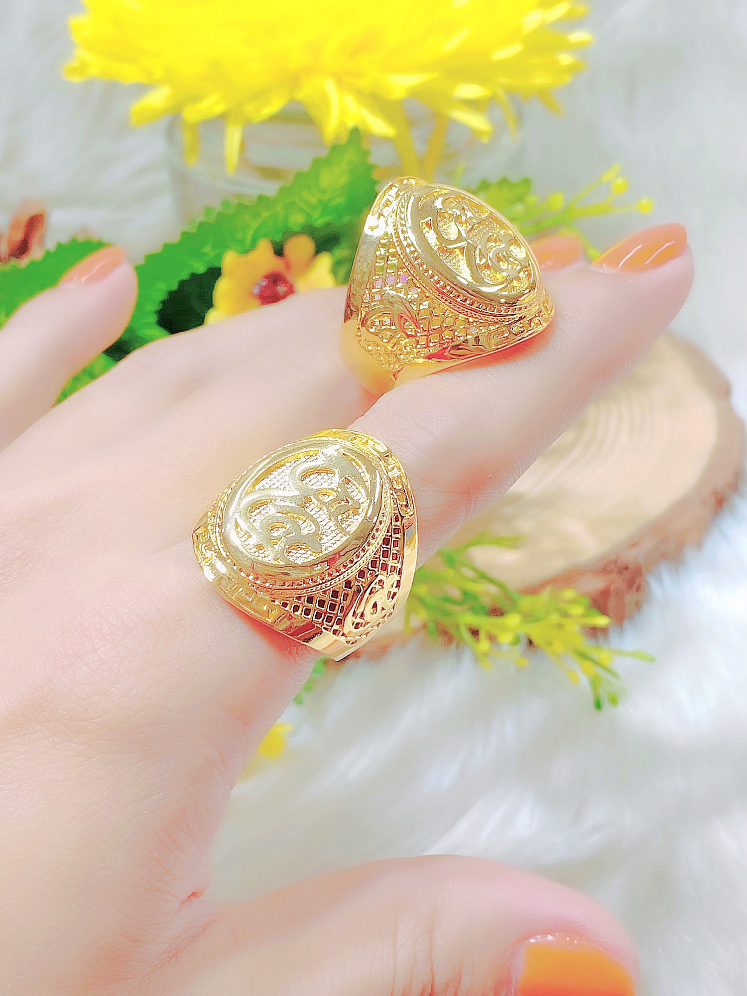 Nhẫn nam tài lộc mạ vàng 24k uha - trang sức uha