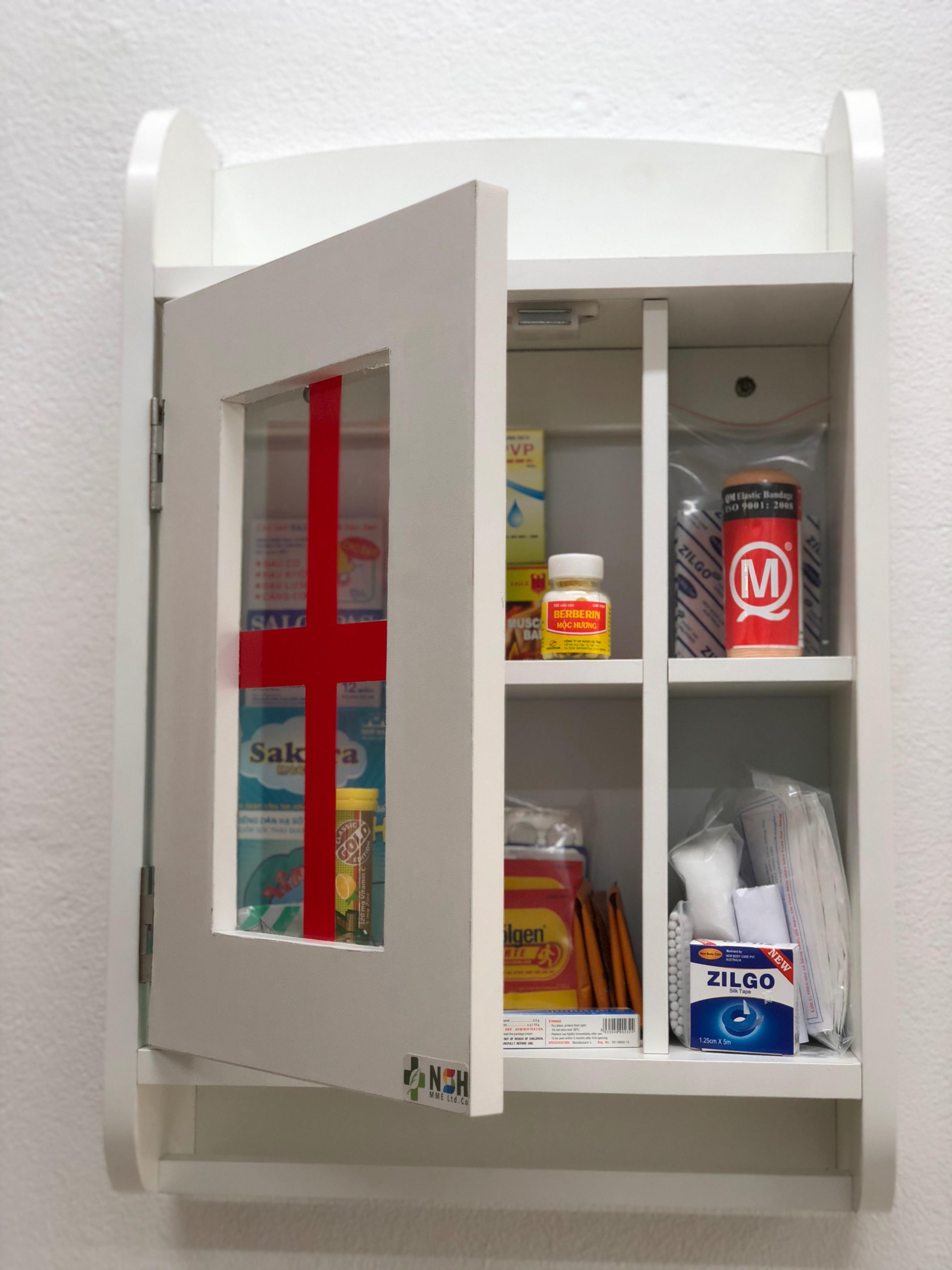 Tủ thuốc y tế gia đình thiết kế gỗ cao cấp tủ thuốc y tế gỗ 600 x 400 x 150mm