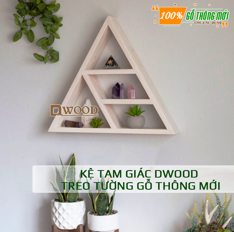 [HCM][Decor] Kệ tam giác Dwood treo tường gỗ thông mới nhiều ngăn
