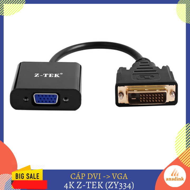 Cáp dvi xuất ra vga 4k z-tek hàng chính hãng ztek