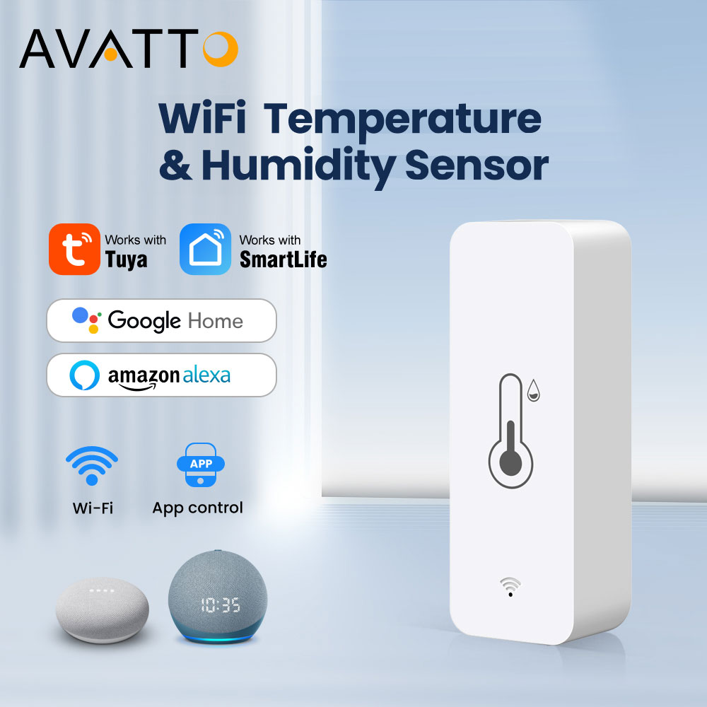 Avatto tuya cảm biến độ ẩm nhiệt độ wifi, Máy đo độ ẩm trong nhà cảm biến nhiệt độ máy đo độ ẩm hỗ trợ Alexa Google Home