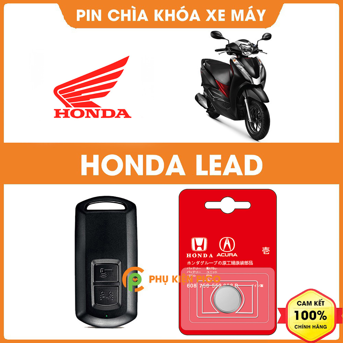 Pin chìa khóa xe máy Honda Lead chính hãng Honda sản xuất tại Indonesia 3V Panasonic