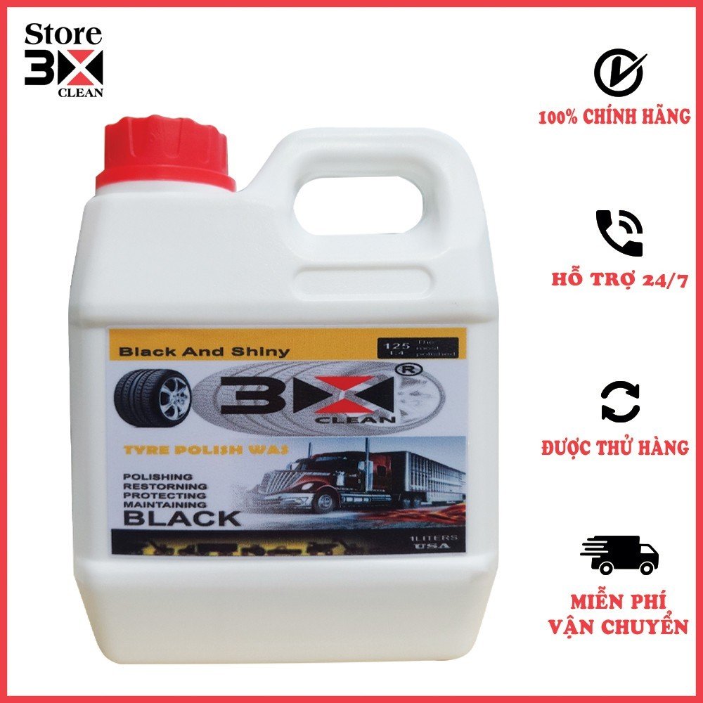Dung dịch bóng vỏ xe 3x can 1 lít siêu đen siêu bóng siêu bền