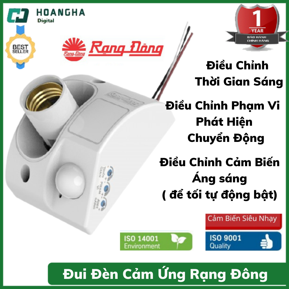 Đui Đèn Cảm Biến Chuyển Động Rạng Đông PIR-27, Cảm Biến Hồng Ngoại Tự Phát Sáng Khi Phát Hiện Chuyển Động, Điều Chỉnh Được Phạm vi Phát hiện Chuyển Động và Thời Gian Sáng