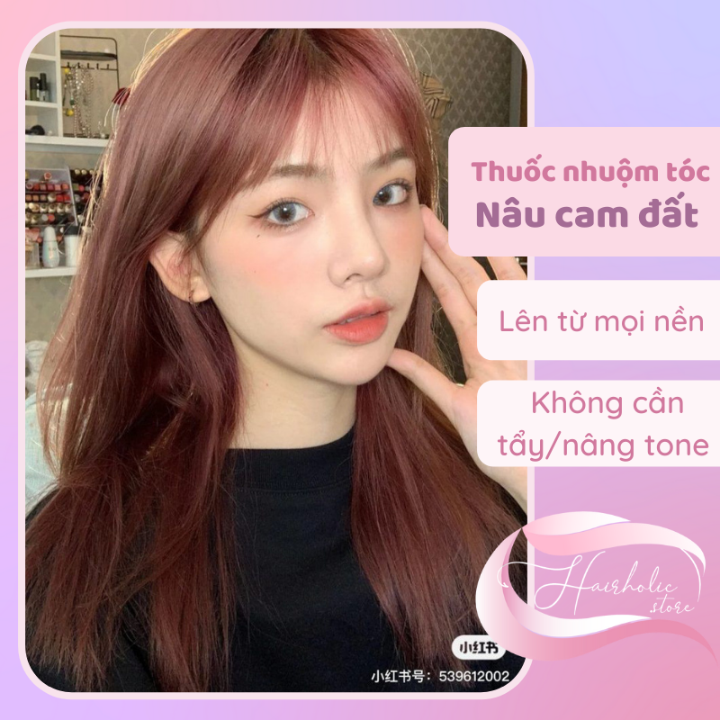 Màu nhuộm tóc màu Nâu Cam Đất Hairholic khó phai + Tặng kèm ủ tóc Bio.