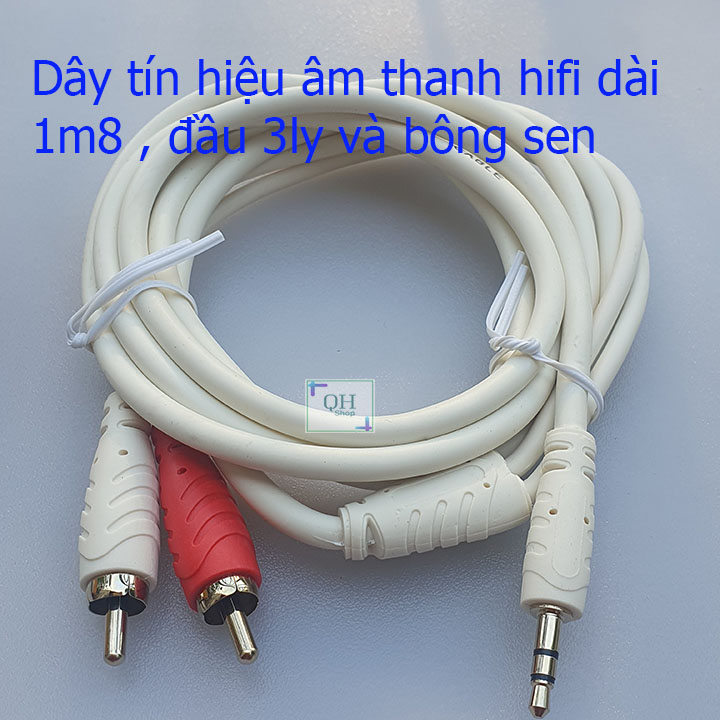 Dây tín hiệu âm thanh 3ly ra 2 đầu bông sen dài 1m8