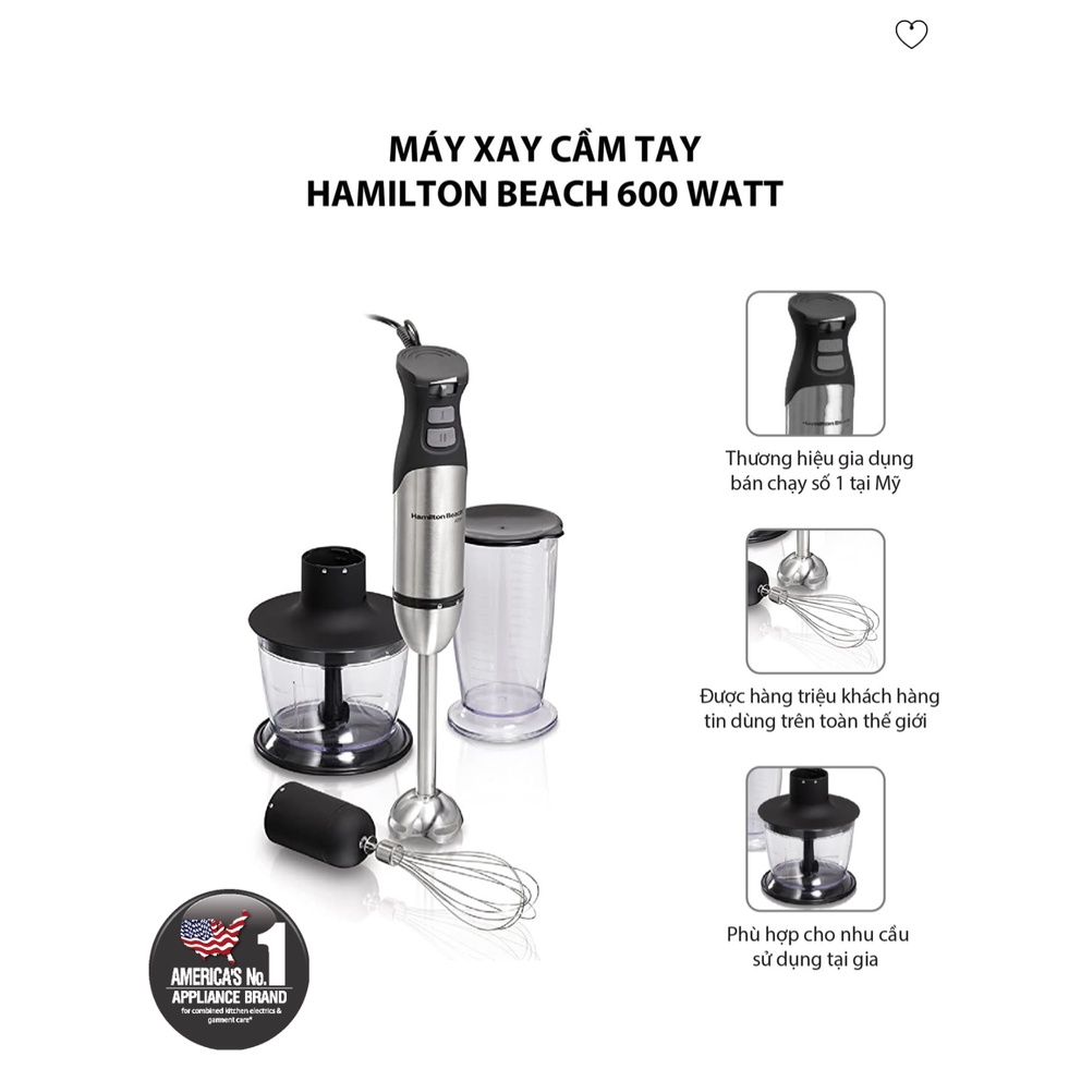 Máy xay cầm tay Hamilton beach 600 Watt - 59769-in