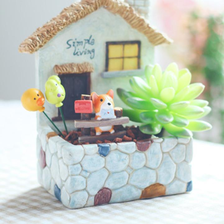 Phụ Kiện Tiểu Cảnh Chậu trồng cây Khuôn viên trước nhà Simple living, (Combo: 1 chậu) (R7A3L4-1).