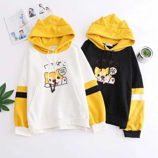 Áo hoodie nữ nỉ bông phối MÈO nhật bản,duyên dáng và đáng yêu