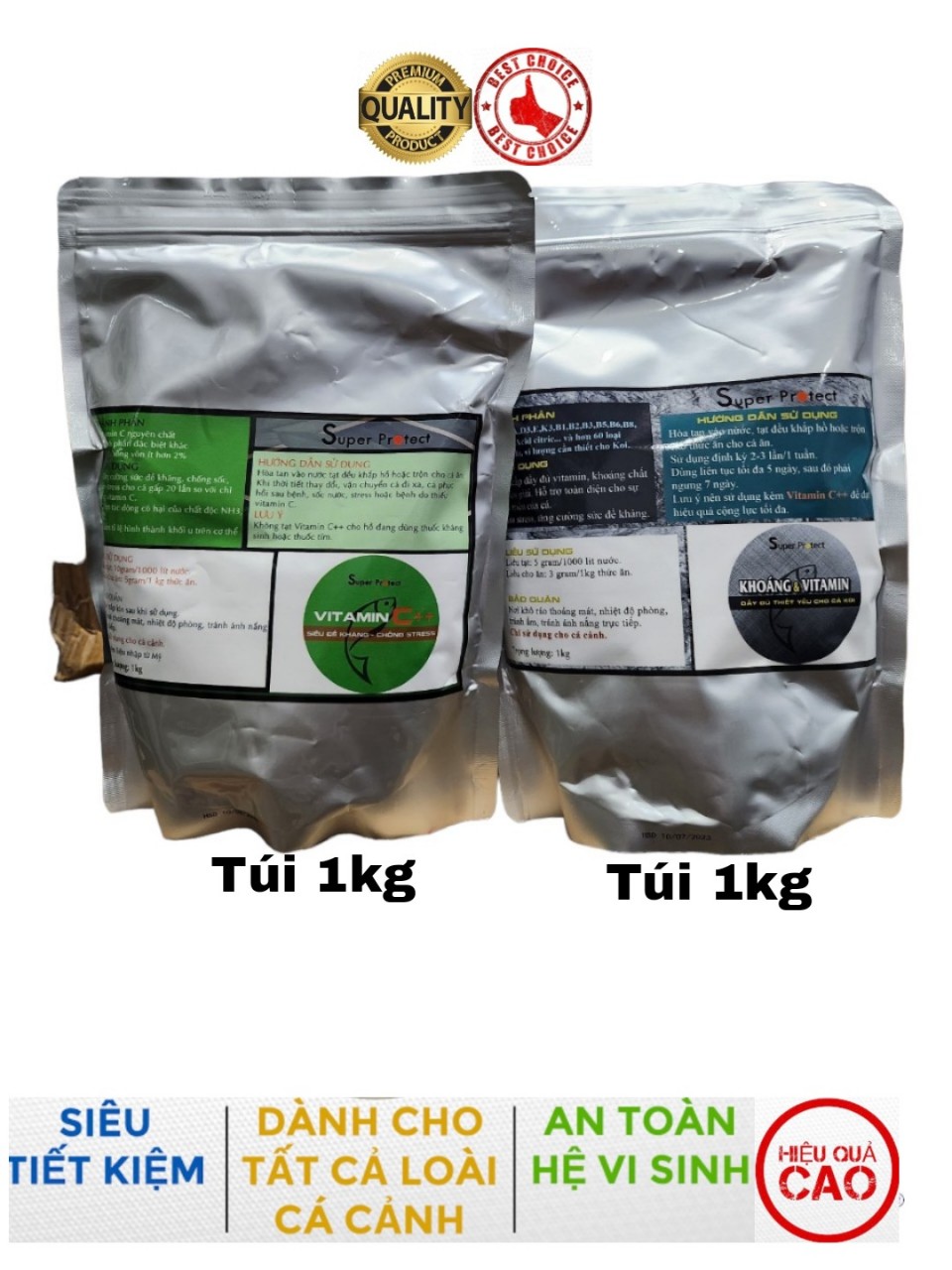 [HCM]Combo Vitamin C++ Super Protect và Khoáng & Vitamin Super Protect chuyên dùng cho cá Koi cá Rồng Cá Vàng và Guppy - Túi 1kg