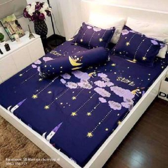 Set ga gối cotton poly mẫu sao rơi không phai , không xù, bền màu