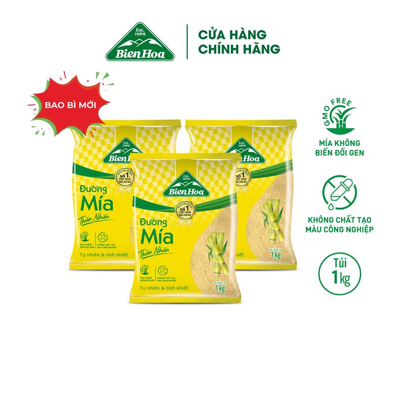 [Túi 1KG]Combo 3 Túi Đường mía thiên nhiên Biên Hòa 1kg/túi
