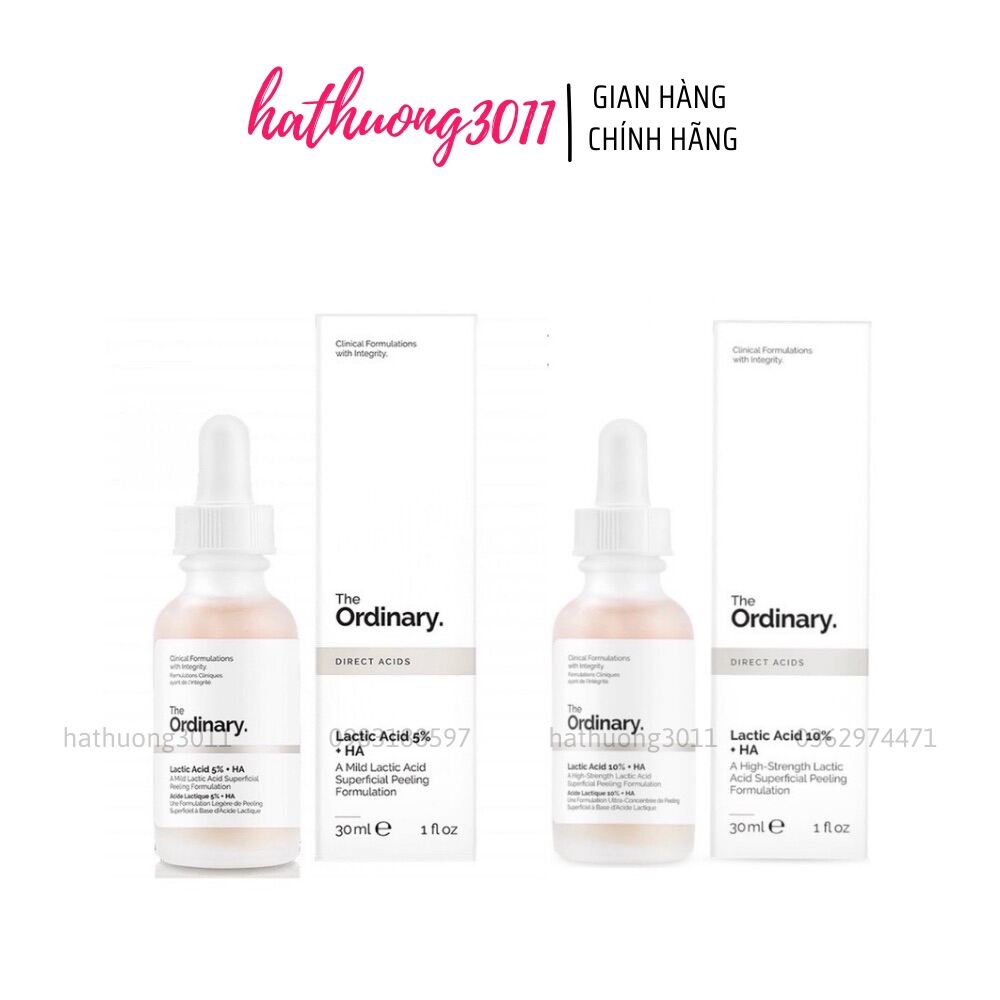 Tẩy da chết hóa học lactic acid + ha - the ordinary 30ml.