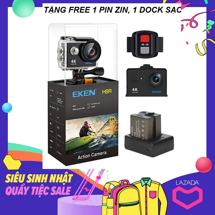 [tặng kém pin và dock sạc]Camera Hành Trình, Camera Thể Thao & Hành Động, Camera Hành Trình 4K Wifi Eken H9R, Điều Khiển Từ Xa 30M, Bh 1 Đổi 1 Trong 12 Tháng