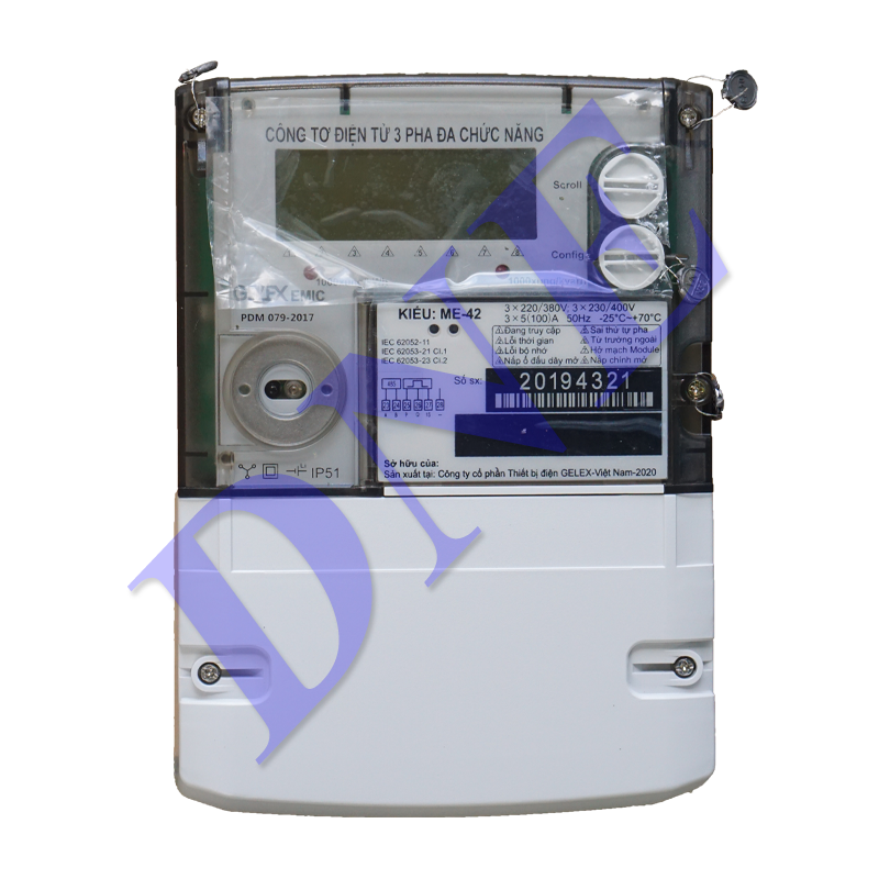 Công tơ điện tử 3 pha 3 giá Emic ME-41 400/5A có kiểm định - giá gồm VAT
