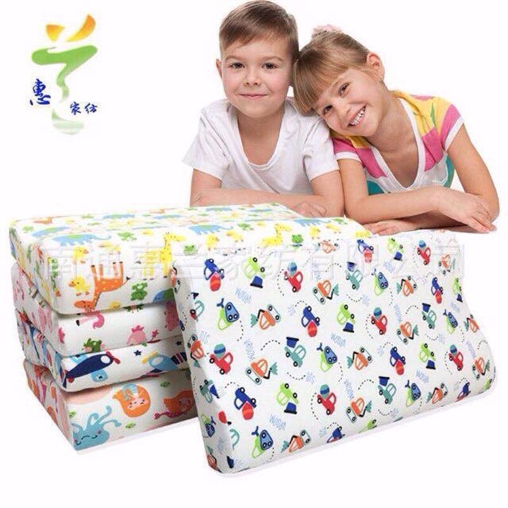 Gối cao su non cao cấp cỡ nhỡ cho bé 2 - 6 tuổi size m 25x40 cm