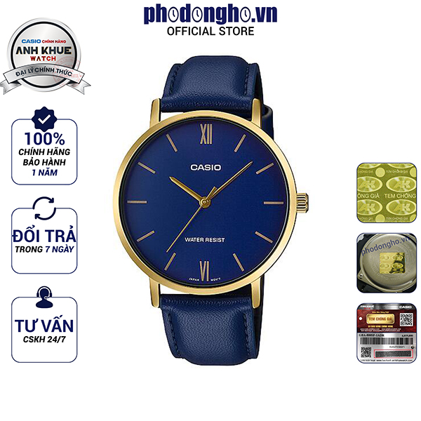Đồng hồ nam dây da casio anh khuê mtp-vt01gl-2budf