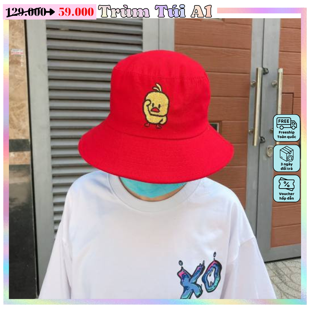 [ NÓN NAM ] Nón bánh bèo trơn ( ĐEN - TRẮNG ) Nón bánh bèo MŨ BUCKET THÊU