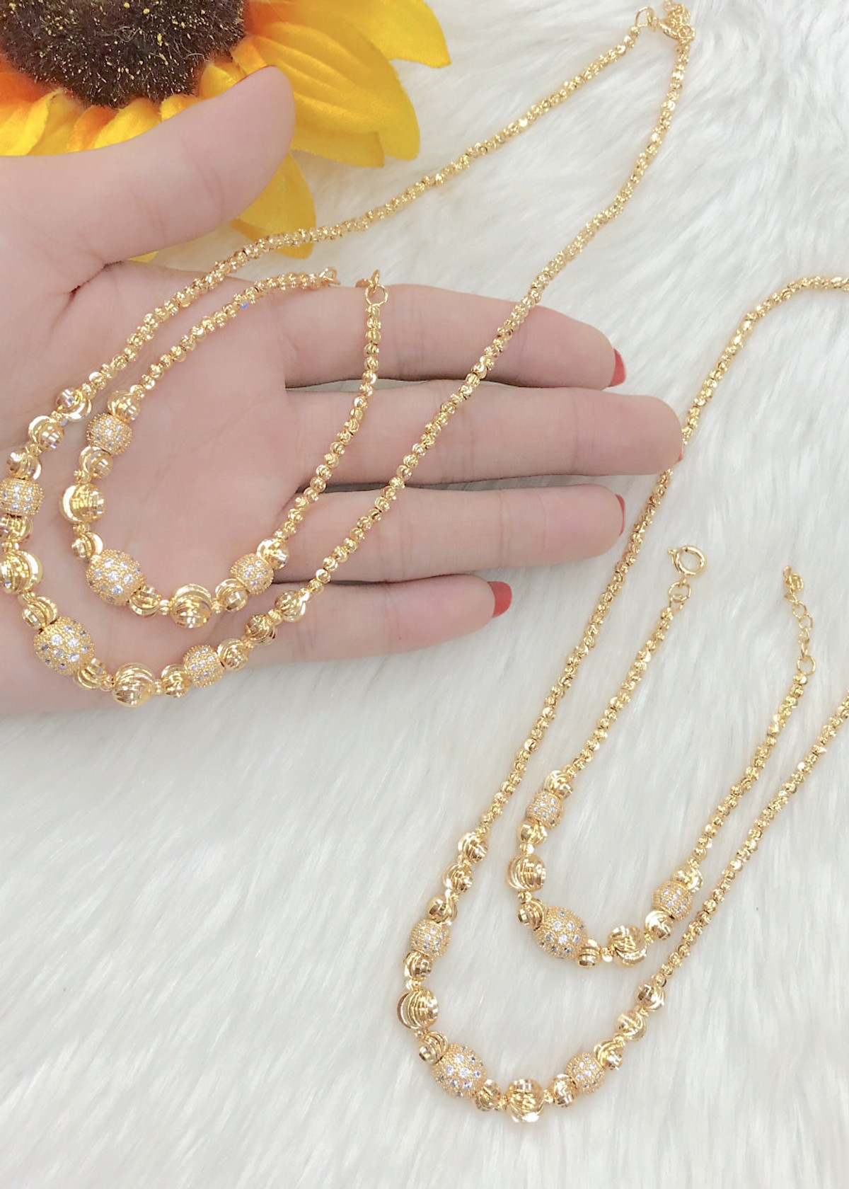 Dây chuyền nữ bi xoàn mạ vàng 18k mã 9079