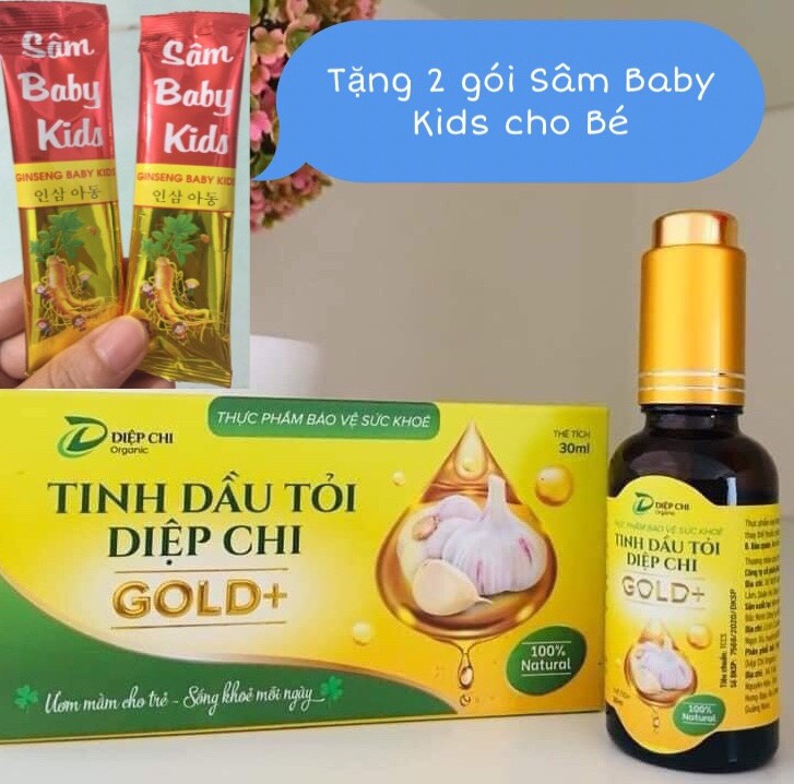 DẦU TỎI DIỆP CHI GOLD + - Tặng 2 gói Sâm Baby Kids cho bé yêu