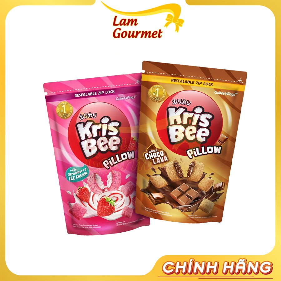 Bánh snack kris bee pillow ăn vặt nhân dâu và socola tan chảy 100g - lam gourmet