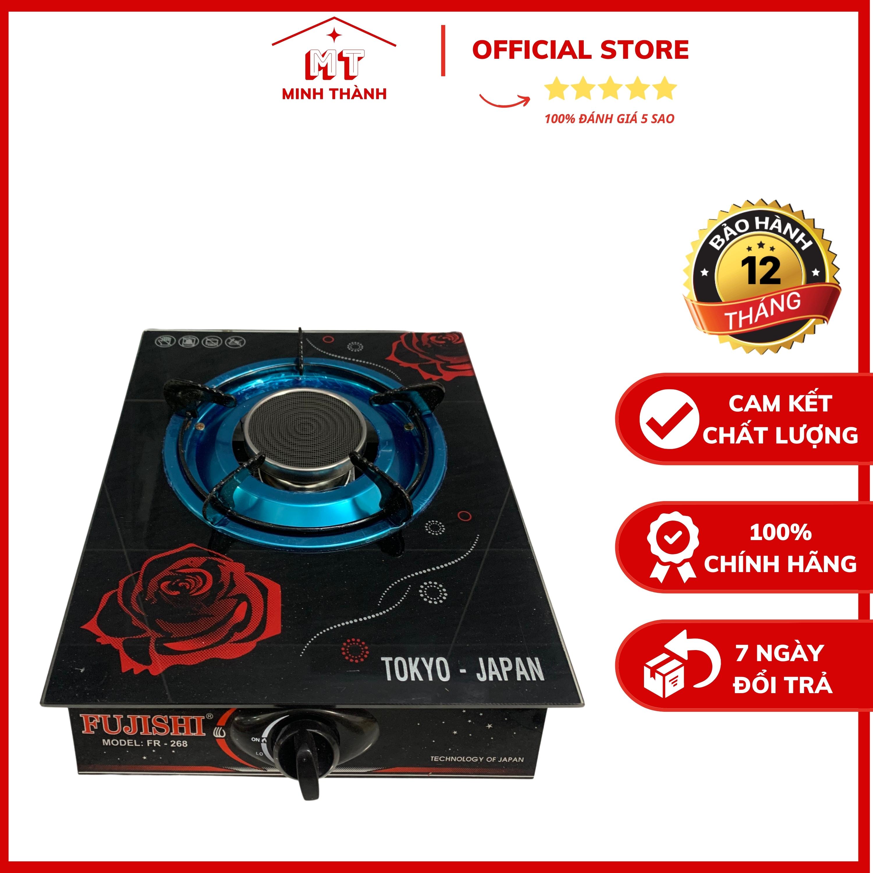 Bếp Gas Đơn FUJISHI FR-268, Bếp gas hồng ngoại tiết kiệm gas, mặt kính chịu nhiệt FUJISHI – MINH THÀNH STORE