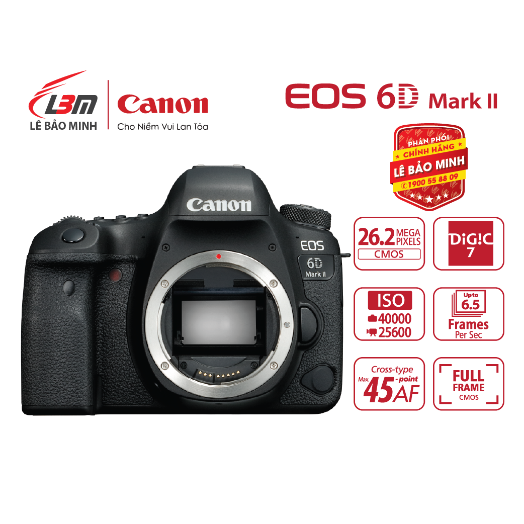 [voucher 9% max 1,5tr][GIFT- Đồng Hồ] Máy ảnh Canon EOS 6D II BODY - Chính Hãng Lê Bảo Minh