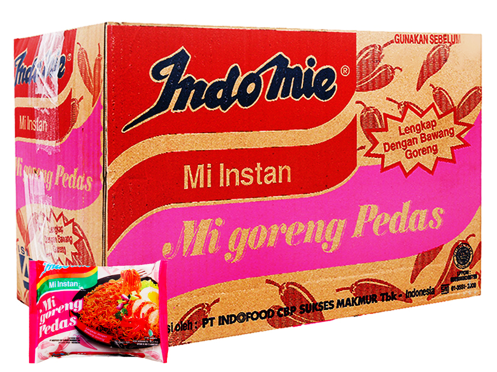 Thùng 40 gói mì xào khô indomie goreng Vị gà Cay Nồng (Goreng Pedas ) 79g