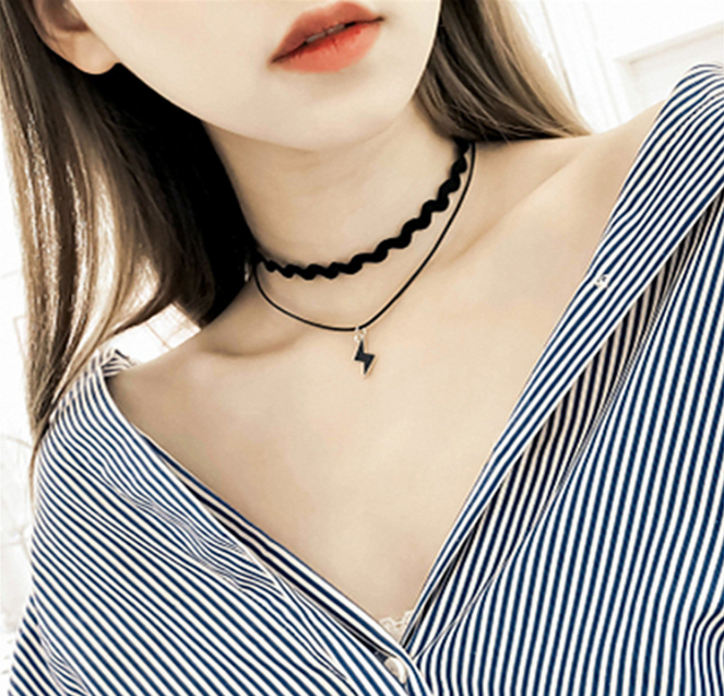Vòng cổ choker nữ dây chuyền choker thời trang cá tính độc đáo quyến rũ hình tia chớp