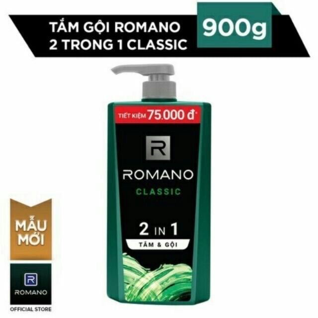 [HCM]Tắm gội 2 trong 1 Romano Classic 900g
